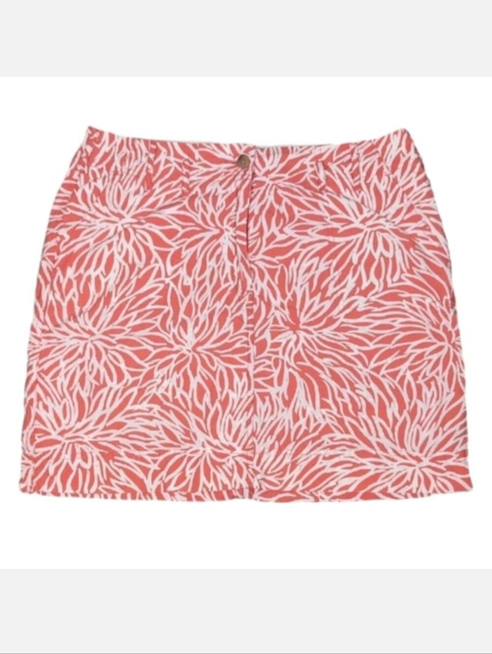 Lands End Floral Skorts Womens Size 10 Orange White Cotton Skirt Shorts Resort